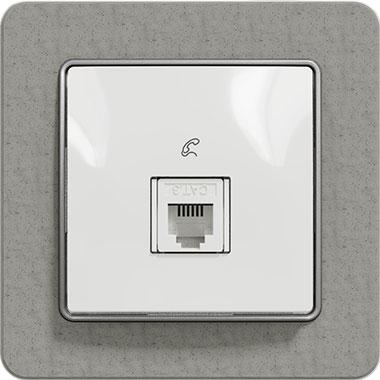 Sedna telephone socket (white insert, concrete matte frame)